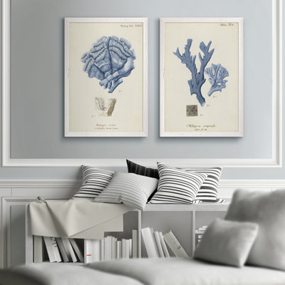 'Antique Coral in Navy I' by Vincent Van Gogh - 2 Piece Picture Frame Painting Print Set