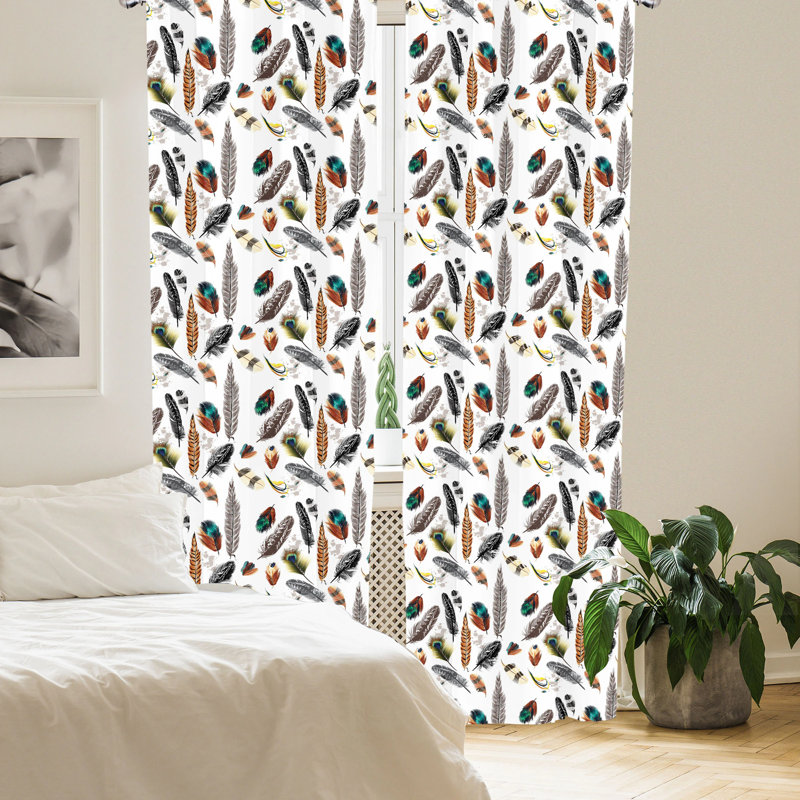 Feathers Semi-Sheer Rod Pocket Curtain Panels, 28" x 63"