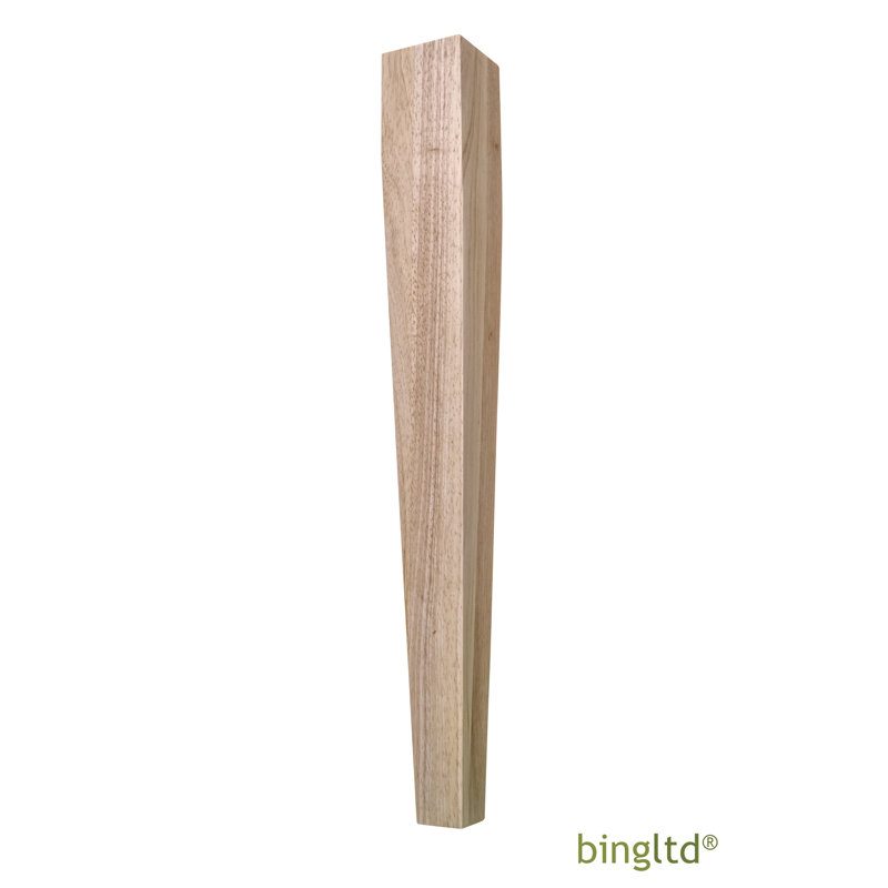 Unfinished Square Tapered Rubberwood Dining Table Leg, 30"