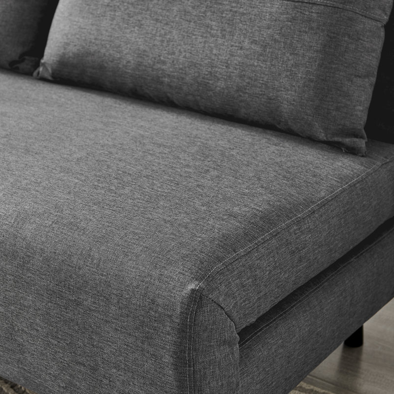Berlyn Futon Sofa Bed - Luxury Simple Modern Folding Design, Dark Grey Cotton Blend, Full/Double