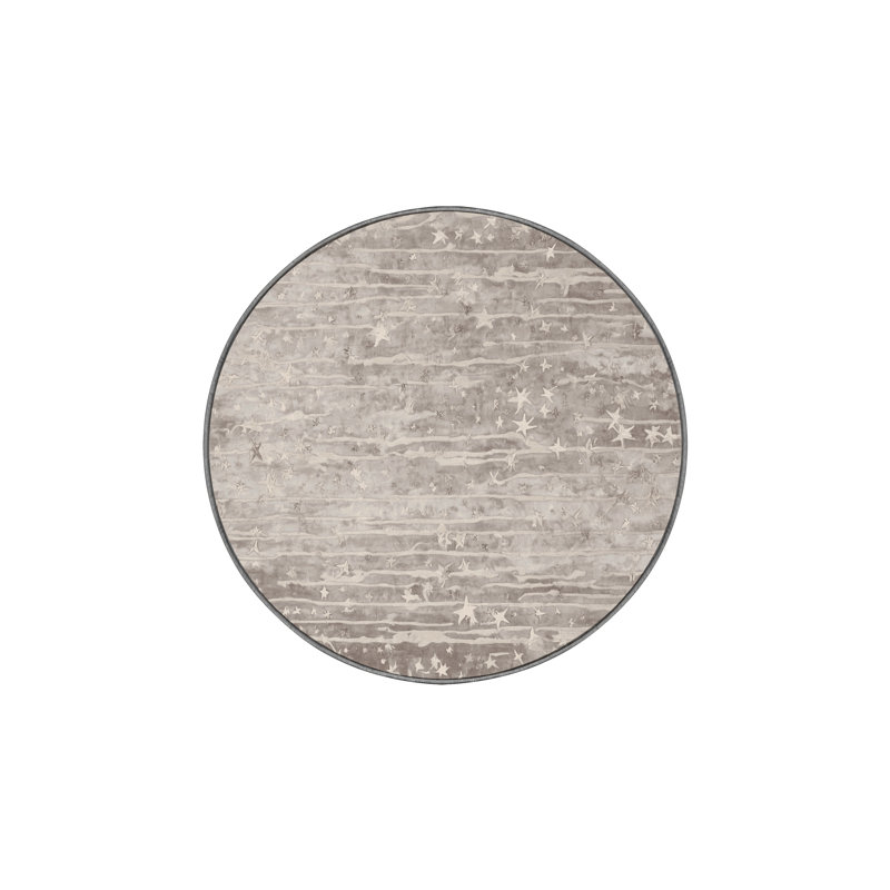 Tapis gris soyeux et moelleux, Rond 3 pi