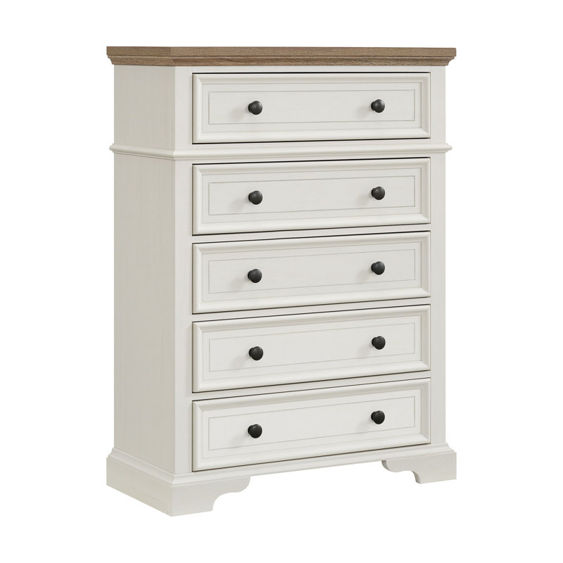 Aryion Youth 5-Drawer Chest in Brown and White