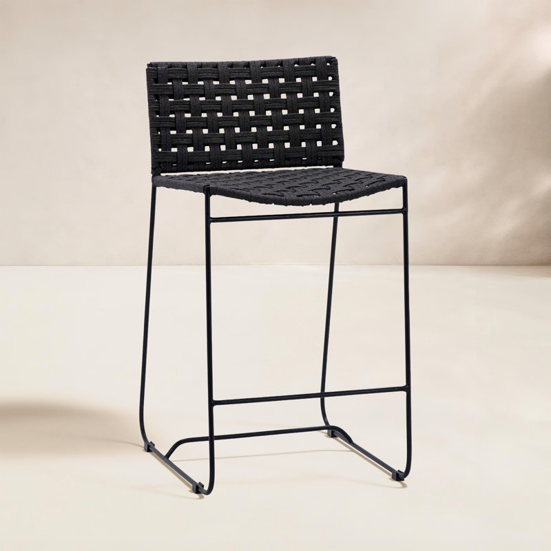 Forbes Indoor-Outdoor Flat Rope and Iron Counter Stool