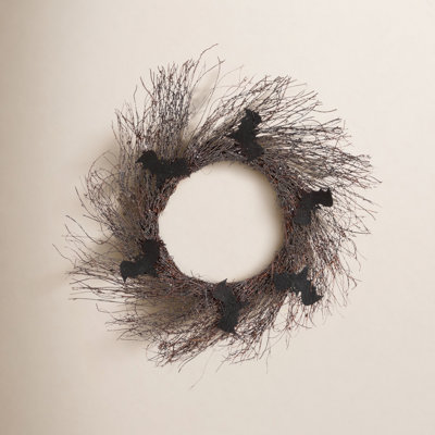 20" Pre-Lit Halloween Twig Wreath