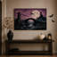 Pont de pierre et tour en ruine sous une lune violette - Toile murale d'Halloween-1475733197