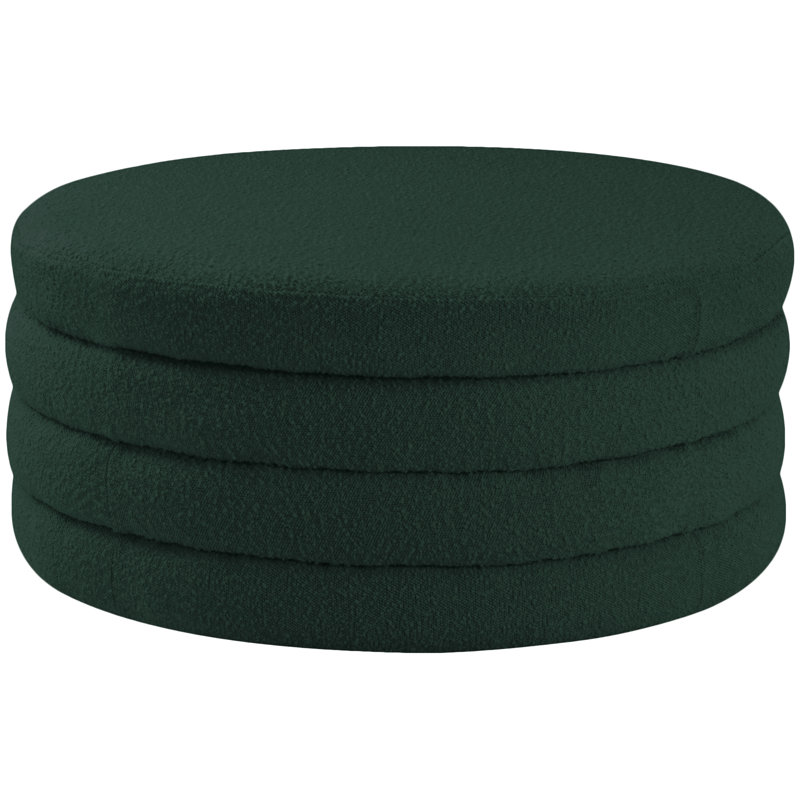 Amy-Claire Upholstered Ottoman, Green Boucle Fabric