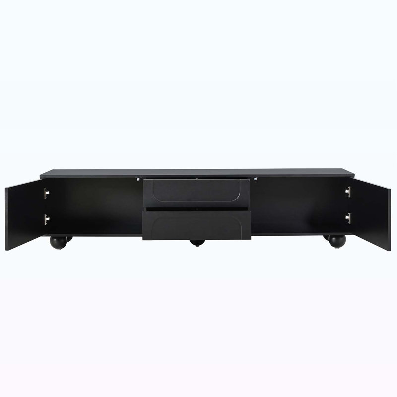 Console média minimaliste avec dispositif de rebond, Noir, noir, noir, noir