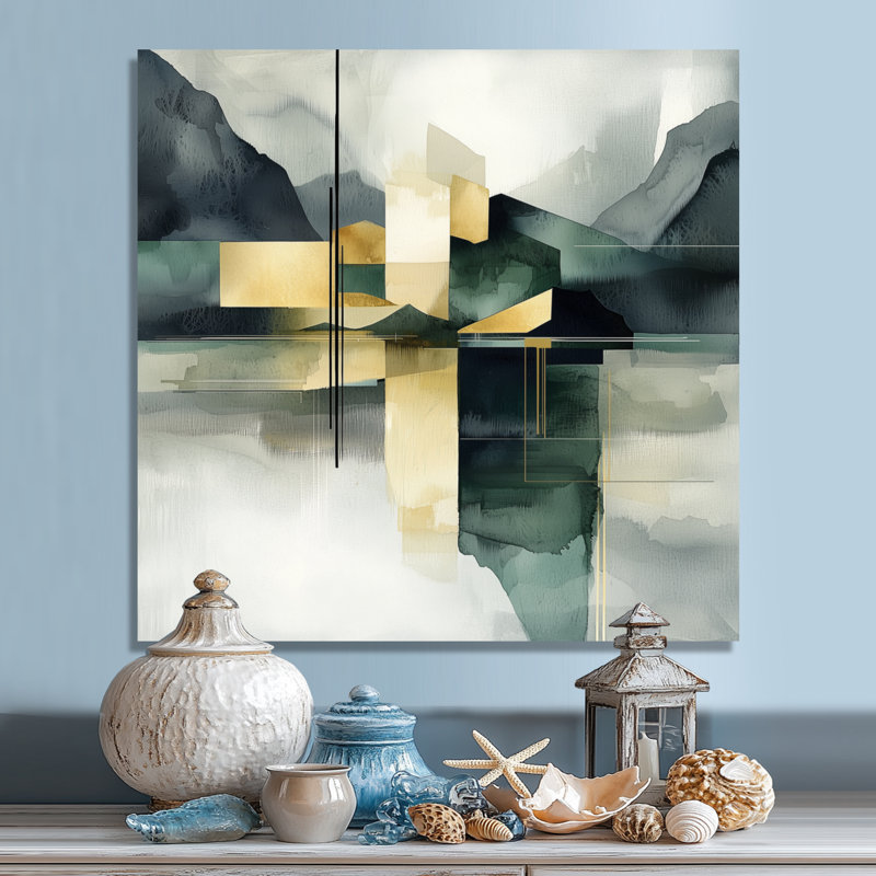 Aquarelle, alpin, glaciers, paysages sereins II - impression sur métal de glacier, campagne, H 36 po x l 36 po