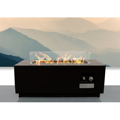 16 H X 42 W Steel Outdoor Fire Pit Table With Lid