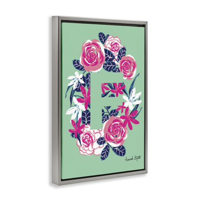 «Floral Bloom», lettre F, toile encadrée brune par Hannah Louise Byatt