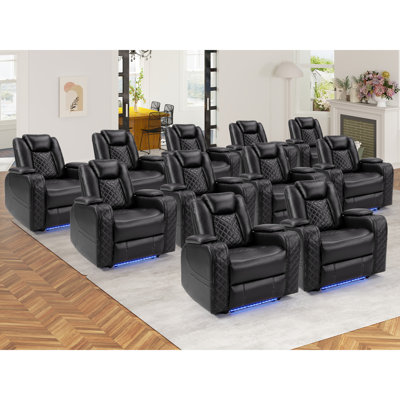 Letisa 36.2" Wide Modern Upholstered Padded Arm Power Controlled Recliner Home Theatre Seating With Storage (Set of 11)