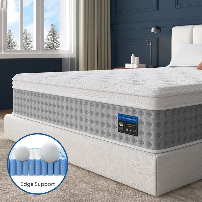 Matelas hybride Bedstory avec mousse viscoélastique gélifiée rafraîchissante et ressorts ensachés pour soutenir la colonne vertébrale et isoler les mouvements