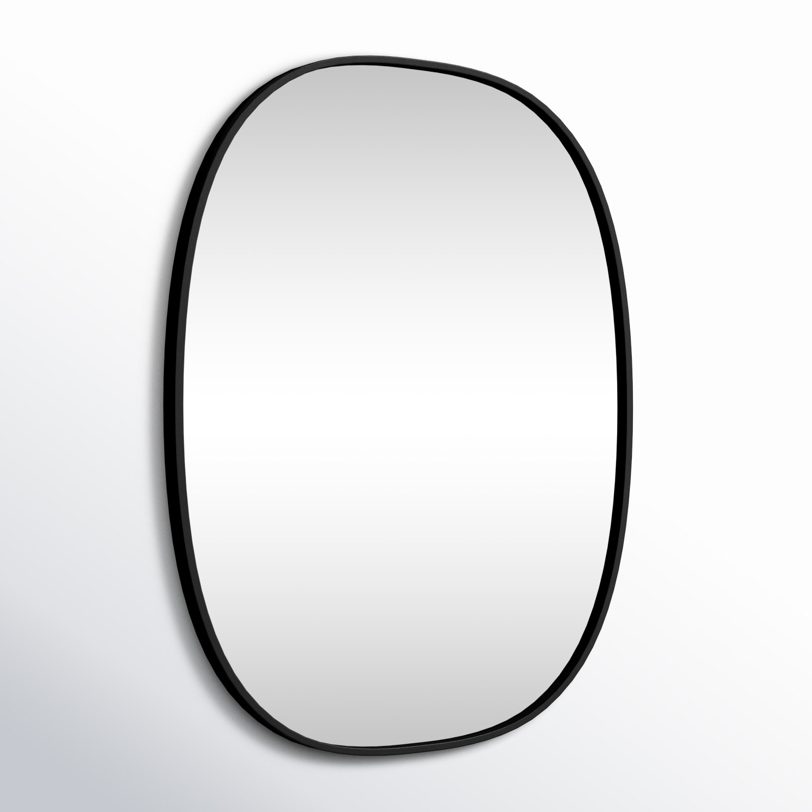 Sabine Metal Curved Oval Wall Mirror, 30" x 24", Black