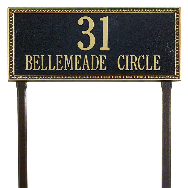 Egg and Dart 2-Line Lawn Address Sign, Bronze and Gold, Yes