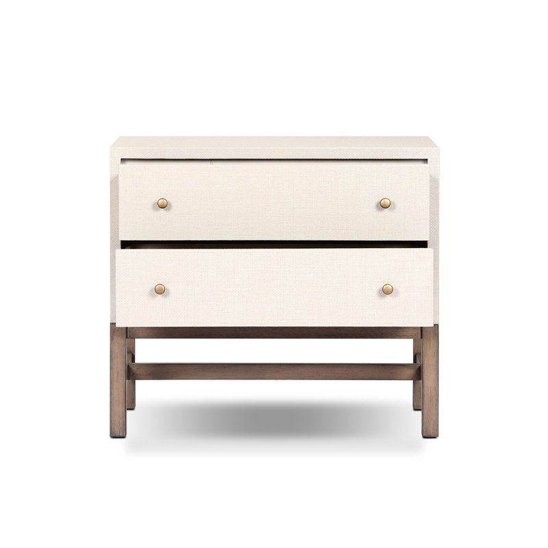 Fiona Nightstand - Black Raffia, Ivory Painted Raffia