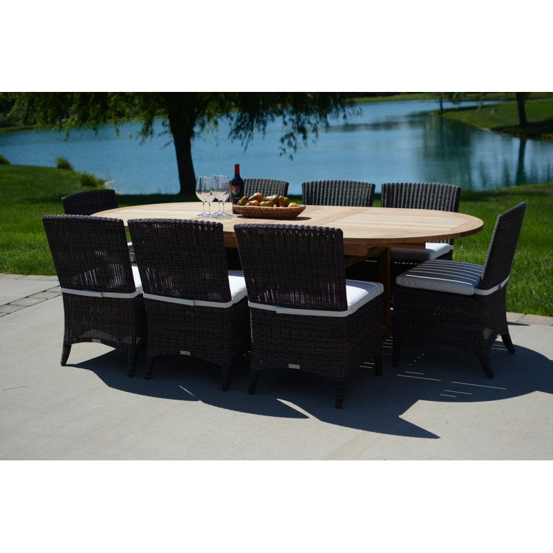 Bella Wicker Armless Outdoor Dining Chair, Canvas Natural Sunbrella® Canvas, Brown