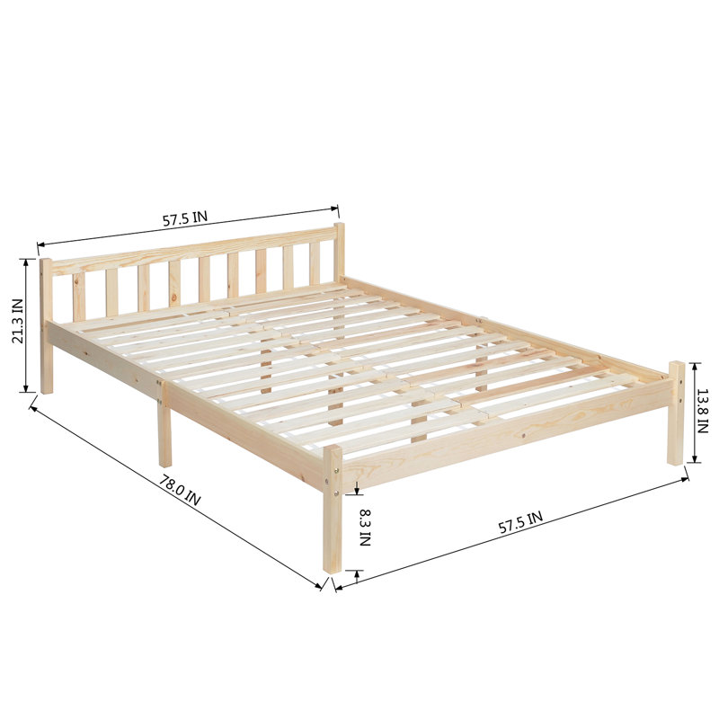 Interlandi Solid Wood Bed, Double (4'6), Natural Pine