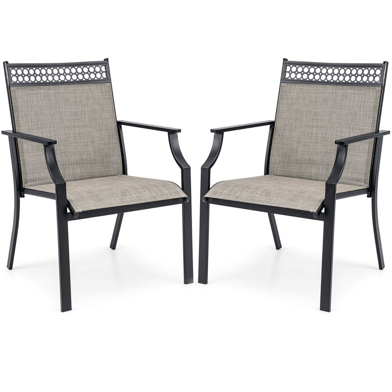 Chaise de salle à manger d'extérieur en métal Nedelia, Café