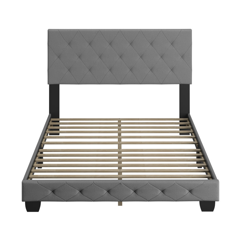Chloe King Gray Linen Upholstered Platform Bed Frame