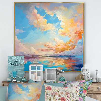 Turquoise, nuage, charme vif - imprimé