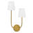 2-Light Left Hand White Linen Wall Sconce-2117364250