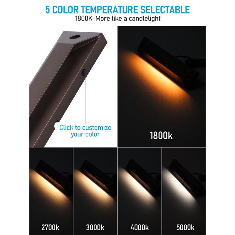 Éclairage de marches à basse tension 5ctct 8 pouces, éclairage de terrasse 12-24v AC / DC, aluminium, bronze huilé