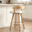 Tabouret tournant 29,5 "avec dossier en bois massif et siège rembourré-410636187-410848292-410848789