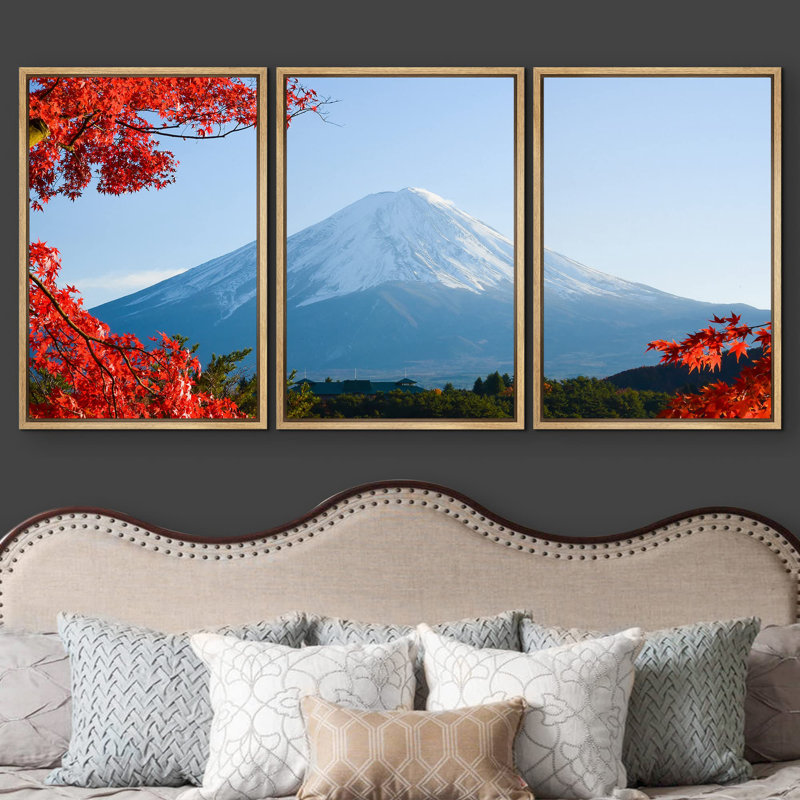 Nature paysage, montagne du Mont Fuji en automne, érable rouge, feuilles, paysage, photo moderne, paysage, décoration murale