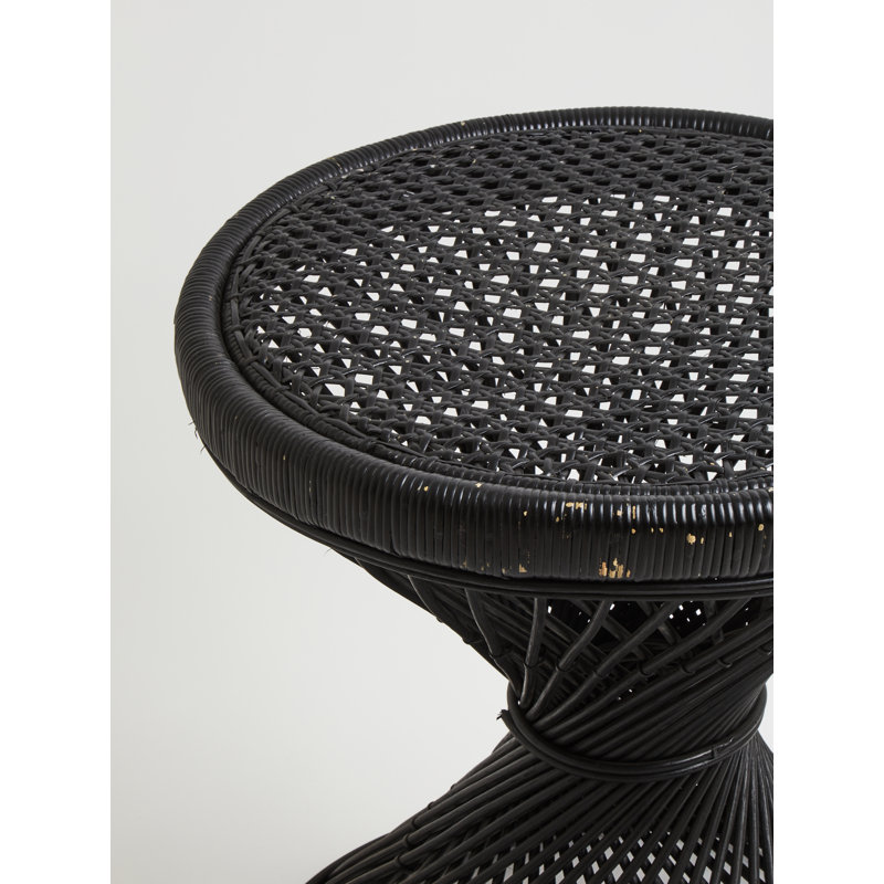 Bourbeau Rattan Accent Stool, Black