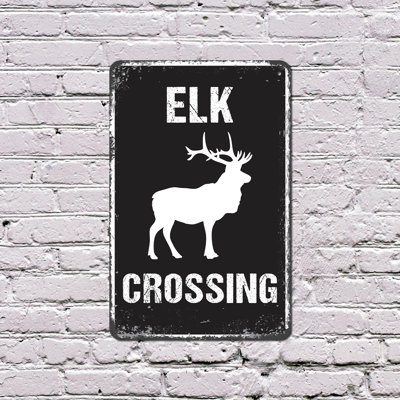 Elk Crossing (2 Pack) 8 Inch x 12 Inch Plastic Sign