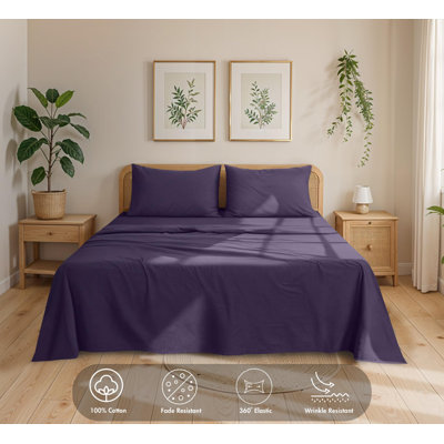 RUVANTI 100% Cotton Flannel Sheets Split King Size - 5 Piece Warm, Soft & Breathable, Deep Pocket, Double Brushed Cozy All Season Bedding Set, Egg Plant