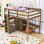 Lit mezzanine double en bois 2 tiroirs avec garde-robe, bureau intégré et tablettes-1202621610