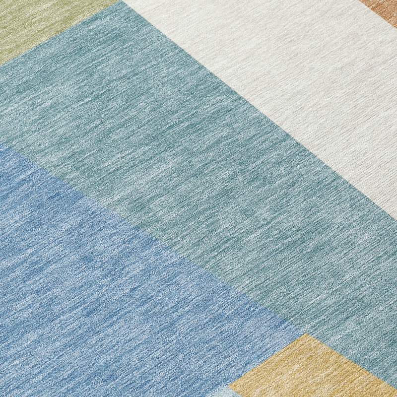 Machine Washable Indoor/Outdoor Chantille ACN2446 Geometric Rug, Blue, 10' x 14'