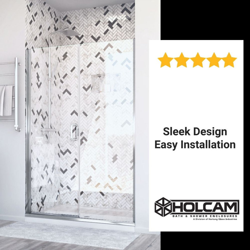 Distinctive Elite Chrome Semi-Frameless Hinged Shower Door