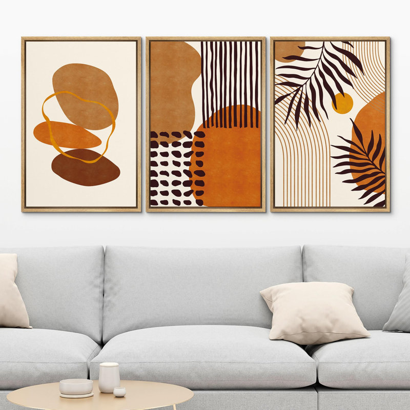 «Brown Abstract Mid Century», 3 pièces, Naturel, H 36 po x l 24 po