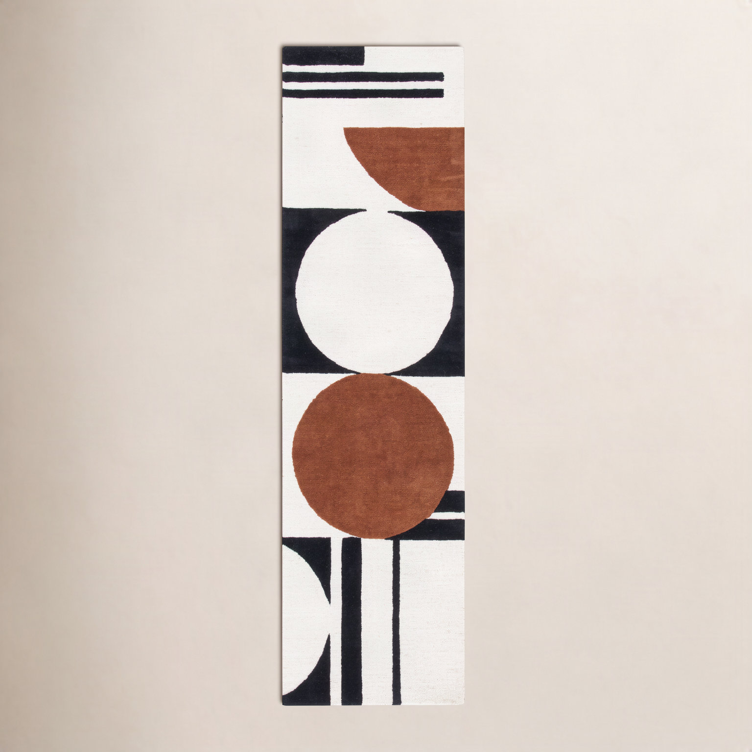Antoni Ivory Black Brown Hand-Tufted Wool Rug, Runner 2'3" x 6'