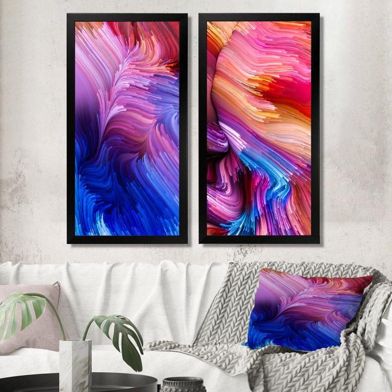 Ensemble de 2 reproductions d'art sur toile - Elegance of liquide Art X III, H 20 po x l 24 po x P 1 po, Cadre photo noir