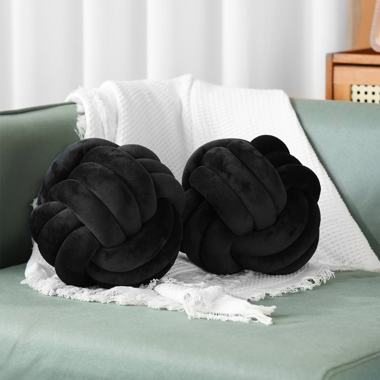 Set Of 2 Handcrafted Knotted Throw Pillow  - Super Soft Plush Decorative Knot Pillows For Couch, Bed, Sofa, And Outdoor - Unique Handwoven Ball Throw Pillow For Home Decor - Stress Relief - Ideal For Kids - Non-Vacuum Packaging