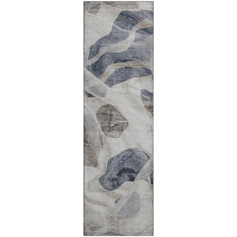 Tapis abstrait lavable à la machine de qualité supérieure Chelston AMF1863, Tapis de couloir 2 pi 3 po x 7 pi 6 po