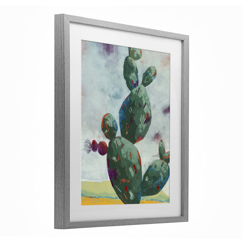 «Stand Tall Cacti», impression par Dianna Fritzler, H 16 po x l 13 po, Cadre de ferme gris