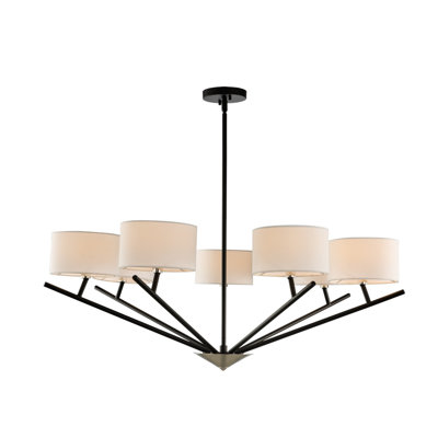 Lustre noir mat Tahoe 7 l avec nickel poli Kalco