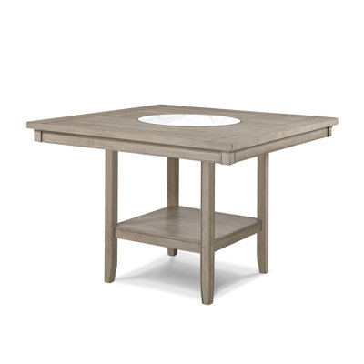 Table de salle à manger à hauteur de comptoir contemporaine 1Pc avec paresseux en faux marbre de 20 po avec finition en bois brun clair et beige