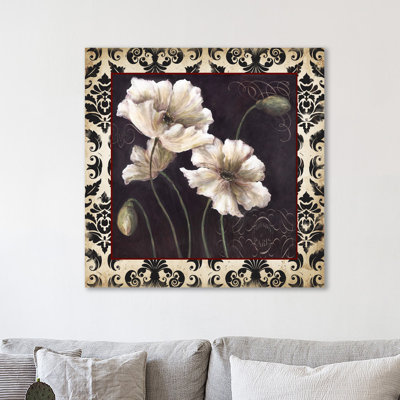«Tricoastal Black and White Poppies», impression sur toile tendue