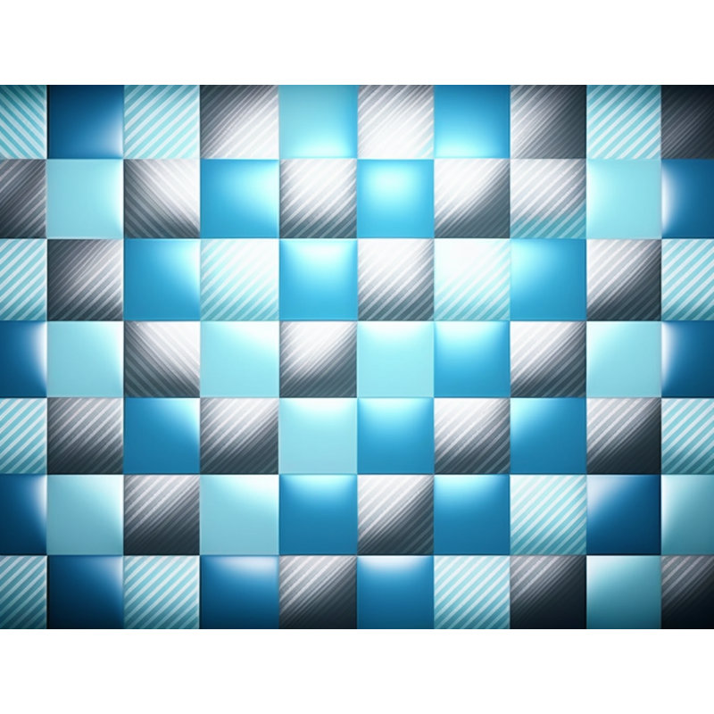 Polyester Comforter, Twin Comforter, Blue/Silver Checkered