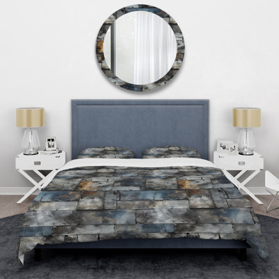 Industrial Concrete Wall Illusion Abstract Duvet Cover