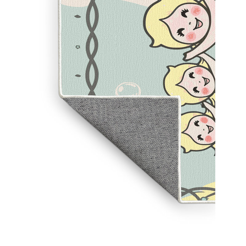 Tapis pour enfants East Urban Home Mermaids, Rectangulaire 2 pi x 4 pi