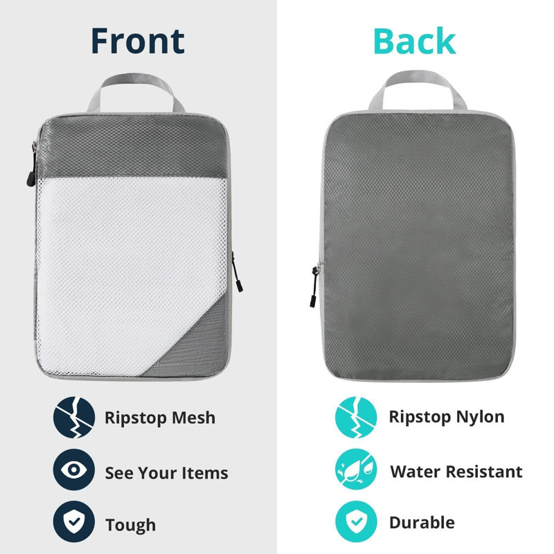 6 Set Compression Packing Cubes, Packing Cubes For Travel Compression, Compressible Packing Cubes Travel Essentials, Packing Organizers, Grey