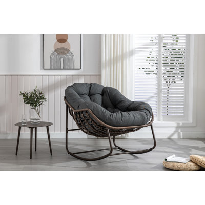 Fauteuil à bascule spacieux pour terrasse ou porche - Gris surdimensionné pour un confort optimal
