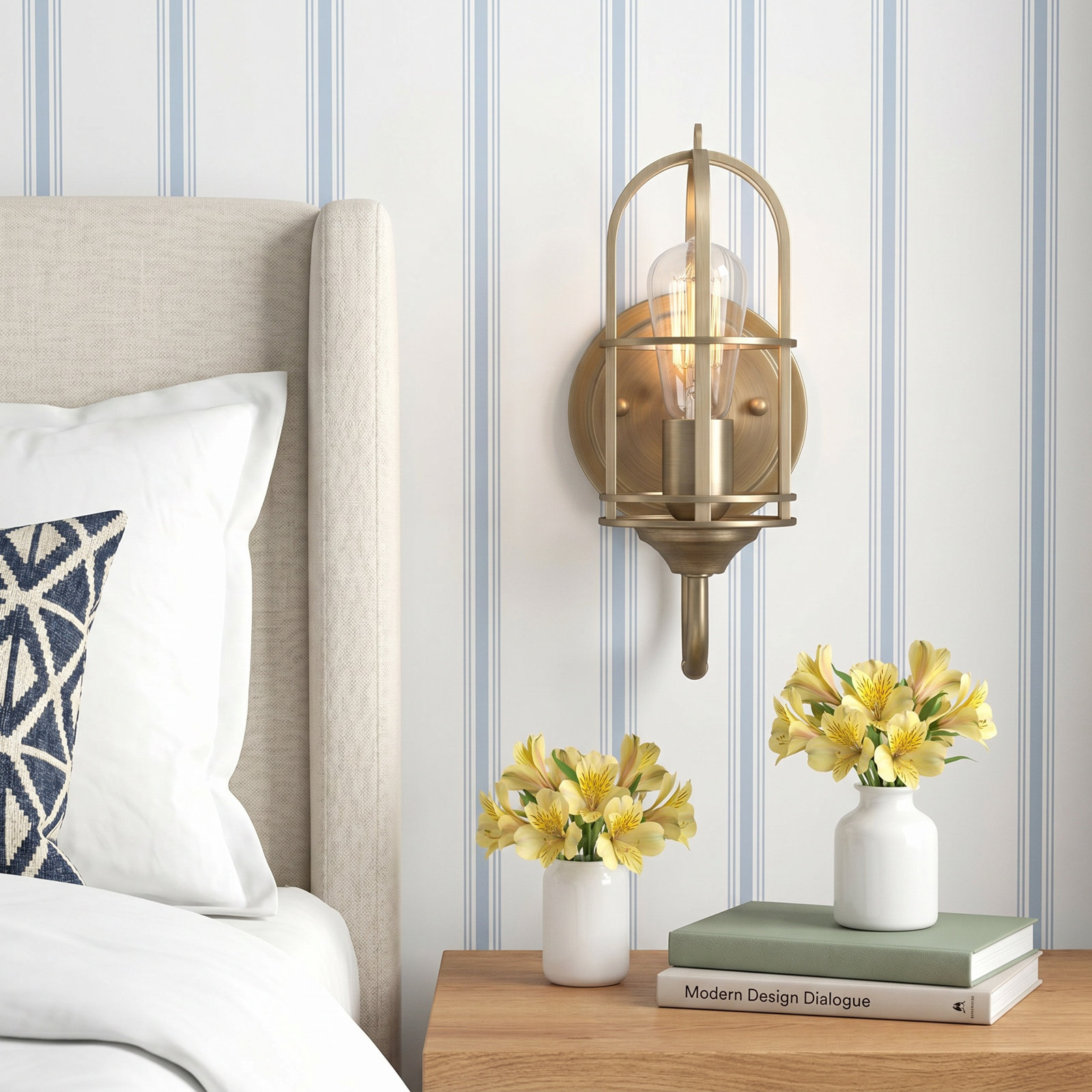 Anning Single Light Dimmable Armed Sconce, Dark Antique Brass