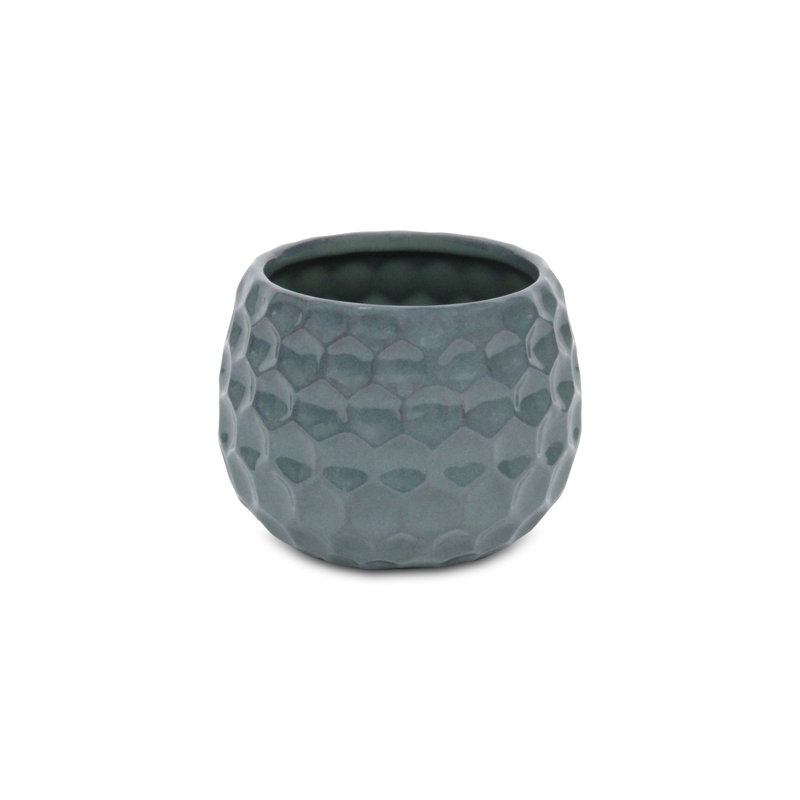 Eddins Handmade Ceramic Pot Planter, Blue, 4" H x 4.25" W x 4.25" D